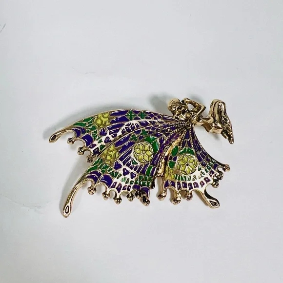 Elegant Gold and Purple Butterfly Brooch - Picture 4 of 8